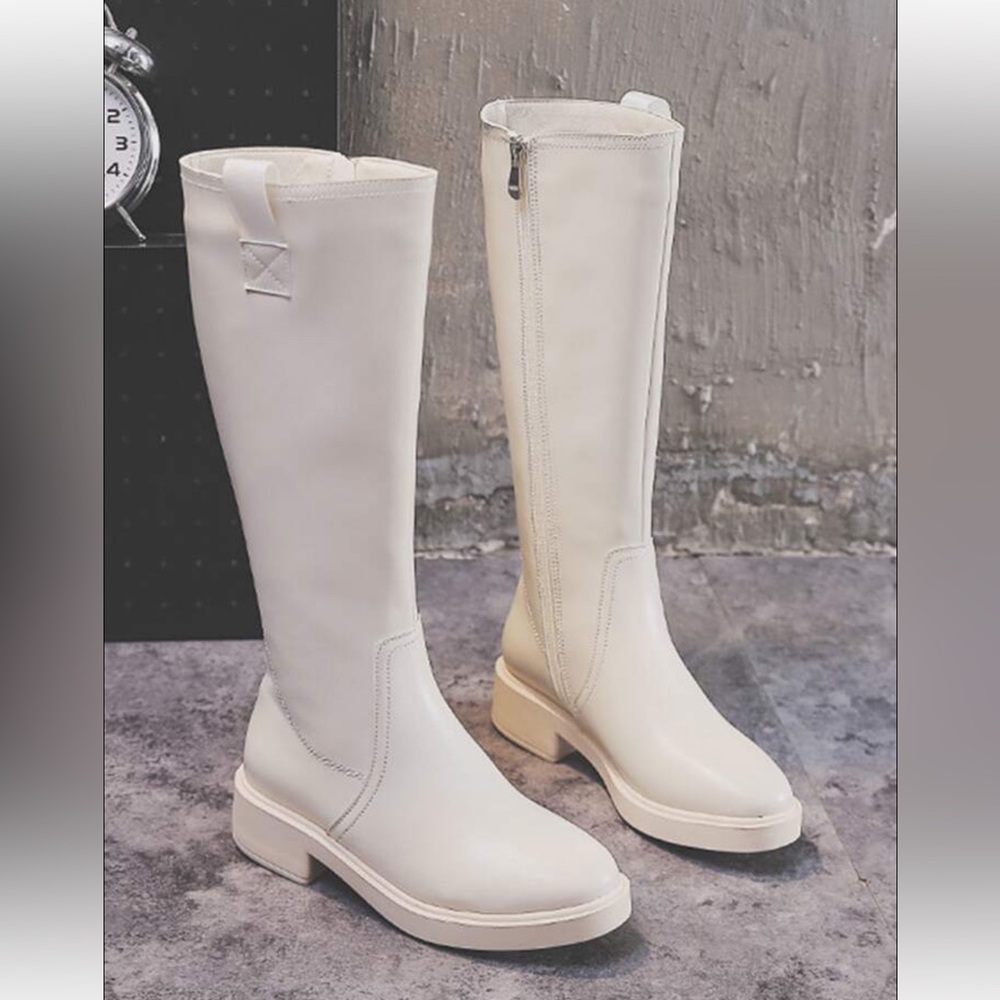 SHEIN Stitch Detail Zipper Side Riding Boots